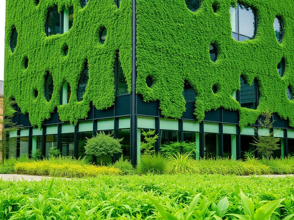 Modern duurzaam bedrijfspand met groene gevel